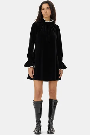 Ganni Velvet Jersey A-line Mini Dress Size 14 Women