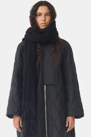 Ganni Fringed Scarf in Wool Women