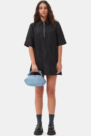 Ganni Textured Cloque Pleated Mini Dress in Size 8 Women
