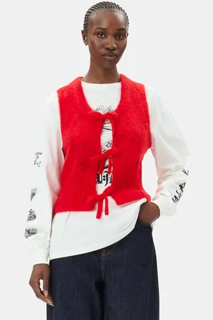 Ganni Red Tie String Vest in Size Medium Women