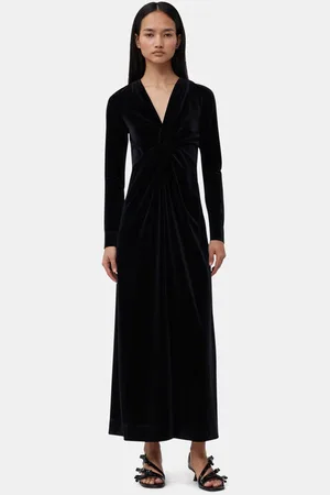 Ganni Velvet Jersey Twist Long Dress in Size 6 Women
