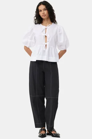 Ganni Elasticated Curve Trousers in Size 44 Women