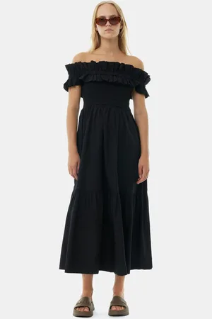 Ganni Cotton Poplin Long Smock Dress Size 24 Women