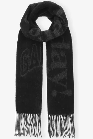 Ganni Fringed Wool Scarf Women