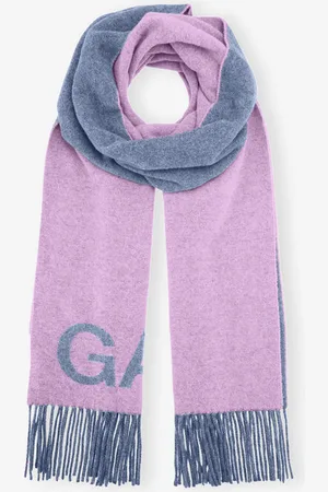 Ganni Lilac Fringed Scarf in Wool Women