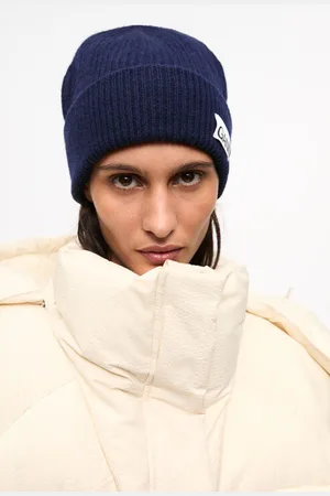 Ganni Dark Blue Rib Knit Beanie in Women