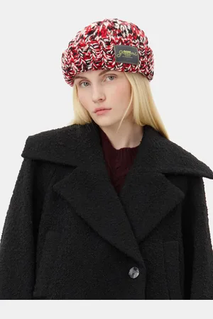 Ganni Red Wool Handknit Beanie in Women