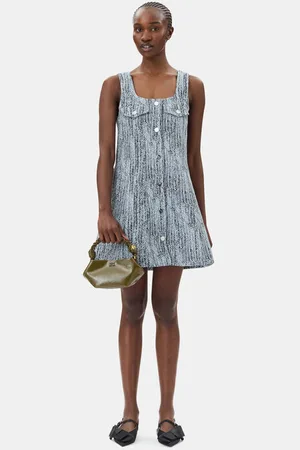 Ganni Cotton Tweed Mini Dress Size 10 Women