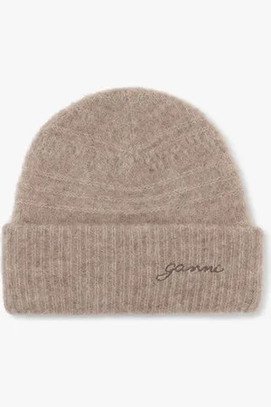 Ganni Brown Soft Wool Beanie in Women