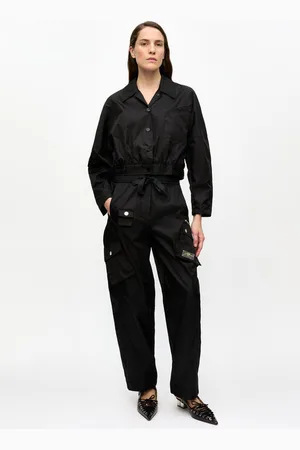 Ganni Duchesse Nylon Cargo Trousers in Size 42 Polyurethane/Polyester Women