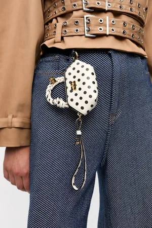 Ganni Polka-Dot Nano Bou Bag in Egret Women