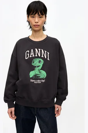 Ganni Snake Printed Oversized Sweatshirt Size 2XS/XS Organic Cotton Women