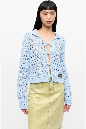 Ganni Blue Tie String Cardigan in Size Small Women