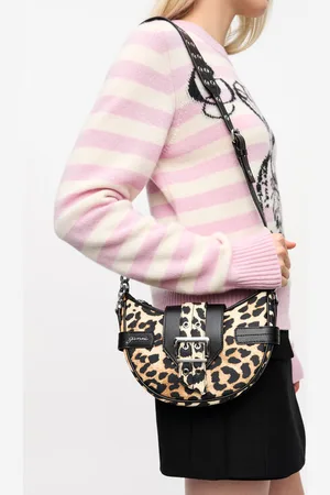 Ganni Leopard Small Bucky Crossbody Bag Nylon Women