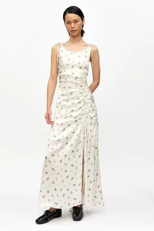 Ganni Satin Gathered Dress Size 12 Elastane/Viscose Women