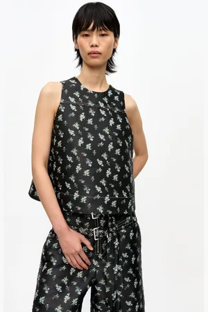 Ganni Floral Jacquard Sleeveless Top in Size 12 Polyester Women