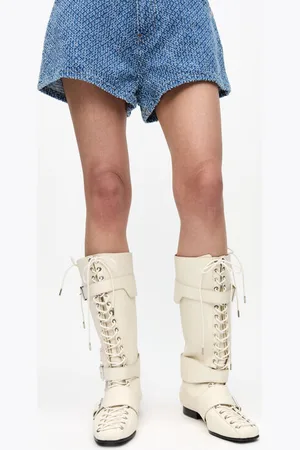 Ganni Off- Lace-Up High Boots Responsible Size 8 Women