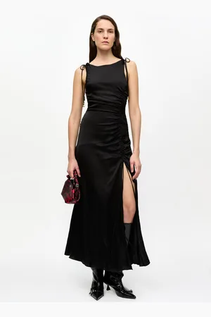 Ganni Satin Gathered Dress in Size 6 Spandex/Viscose Women
