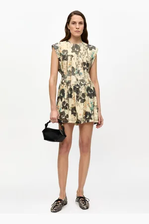 Ganni Printed Marl Mesh Corset Mini Dress Size 16 Polyester Women