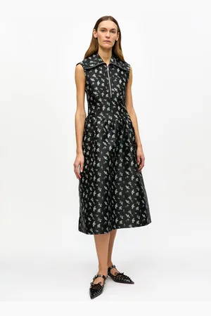 Ganni Floral Jacquard Midi Dress in Size 14 Polyester Women