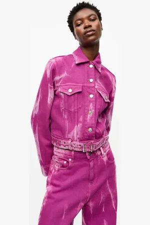 Ganni Purple Overdyed Denim Jacket in Size 8 Organic Cotton Women