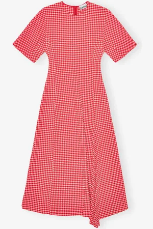 Ganni Stretch Seersucker Slit Dress Size 8 Women