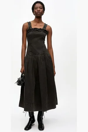 Ganni Washed Stretch Cotton Corset Dress Size 8 Women