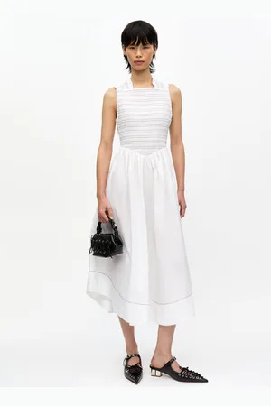 Ganni Washed Stretch Cotton Smock Midi Dress Size 18 Women