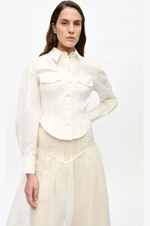 Ganni Off- Washed Stretch Cotton Corset Shirt Size 4 Women
