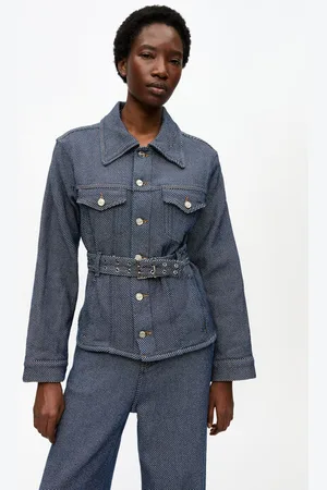 Ganni Blue Twill Denim Jacket in Rinse Size 10 Organic Cotton Women