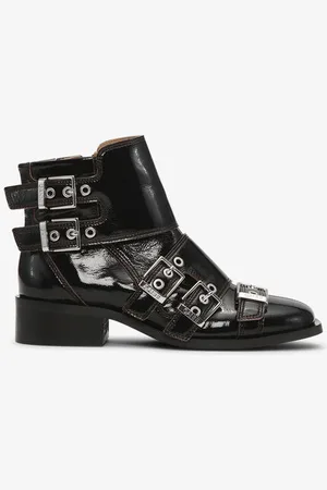 Ganni Feminine Buckle Naplack Boots in Responsible Size 8 Women