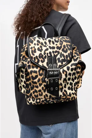 Ganni Leopard Small Nylon Bucky Backpack Women
