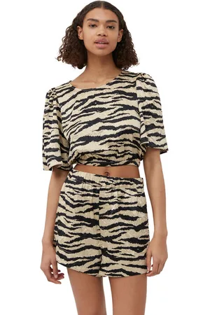 Ganni Short Sleeve Crinkled Satin Blouse in Size 4 Women