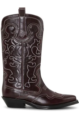 Ganni Mid Shaft Embroidered Western Boots in Size 6 Women