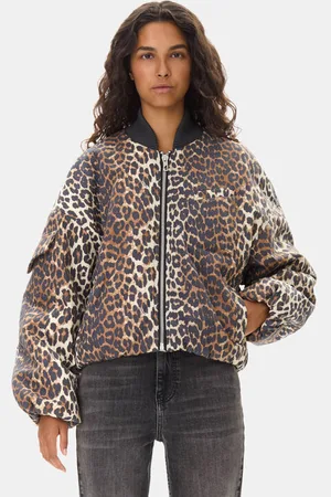 Ganni Printed Canvas Oversized Short Bomber Jacket in Size Small/Medium Women