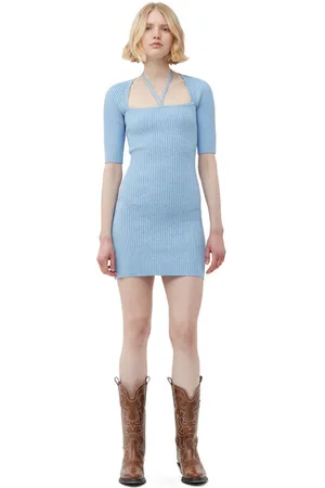 Ganni Long Sleeve Melange Knit Mini Dress Size Large Women