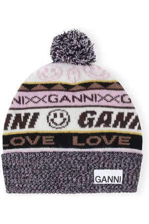 Ganni Graphic Wool Beanie in Women
