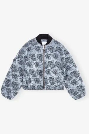 Ganni Botanical Jacquard Bomber Jacket in Size Large/XL Women