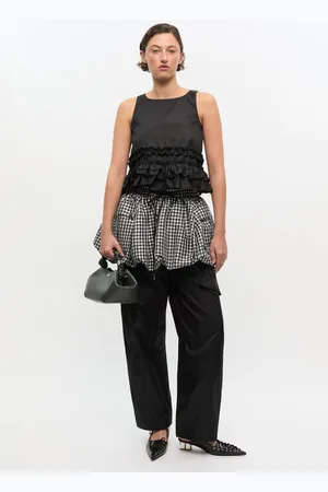 Ganni Dark Grey Small Bou Bag in Lyocell/Leather/Tencel Women