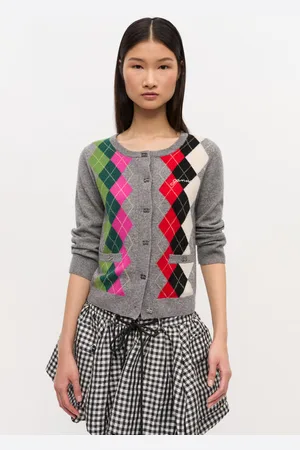 Ganni Check Cardigan in Paloma Melange Size Medium Women