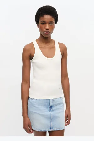 Ganni Off- Ribbed Tank Top Size Small Organic Cotton Women