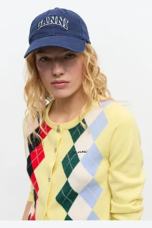 Ganni Blue Canvas Cap in Sky Captain Organic Cotton Women