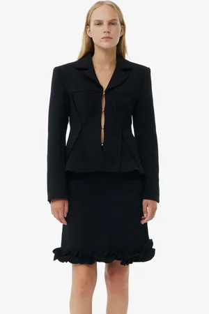 Ganni Bonded Crepe Fitted Blazer Jacket in Size 12 Polyester Women