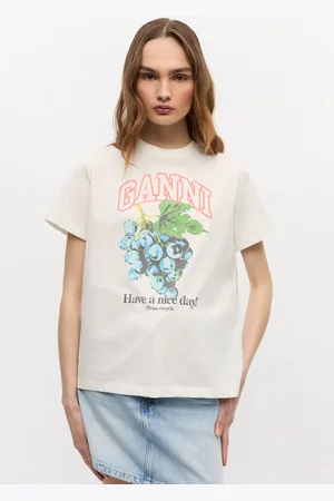 Ganni Off- Grapes Print T-shirt Size 2XS Organic Cotton Women
