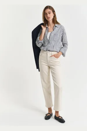 GANT Women Straight Leg Ecru Jeans (26)