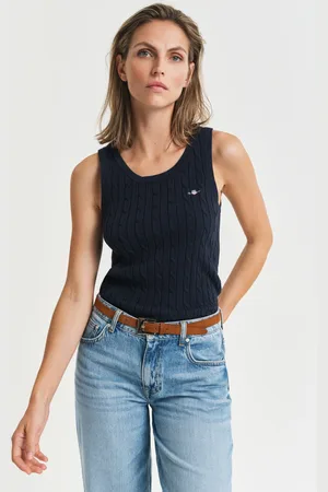 GANT Women Stretch Cotton Cable Knit Tank Top (XS)