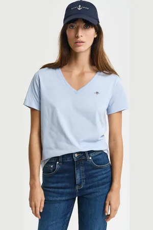 GANT Women Shield V-Neck T-Shirt (XS)