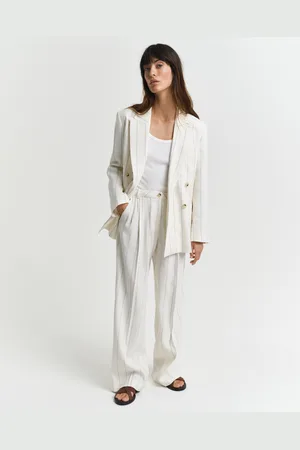 GANT Women Pinstriped Linen Pants (34)