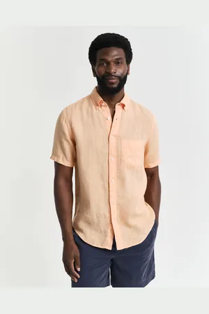 GANT Men Regular Fit Garment-Dyed Linen Short Sleeve Shirt (S)