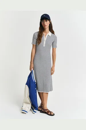 GANT Women Striped Rib Knit Short Sleeve Rugger Dress (S)